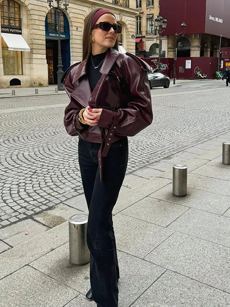ByCamila Cropped Faux Leather Jacket