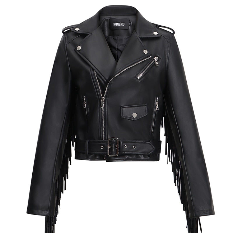 ByCamila Faux Leather Fringe Jacket