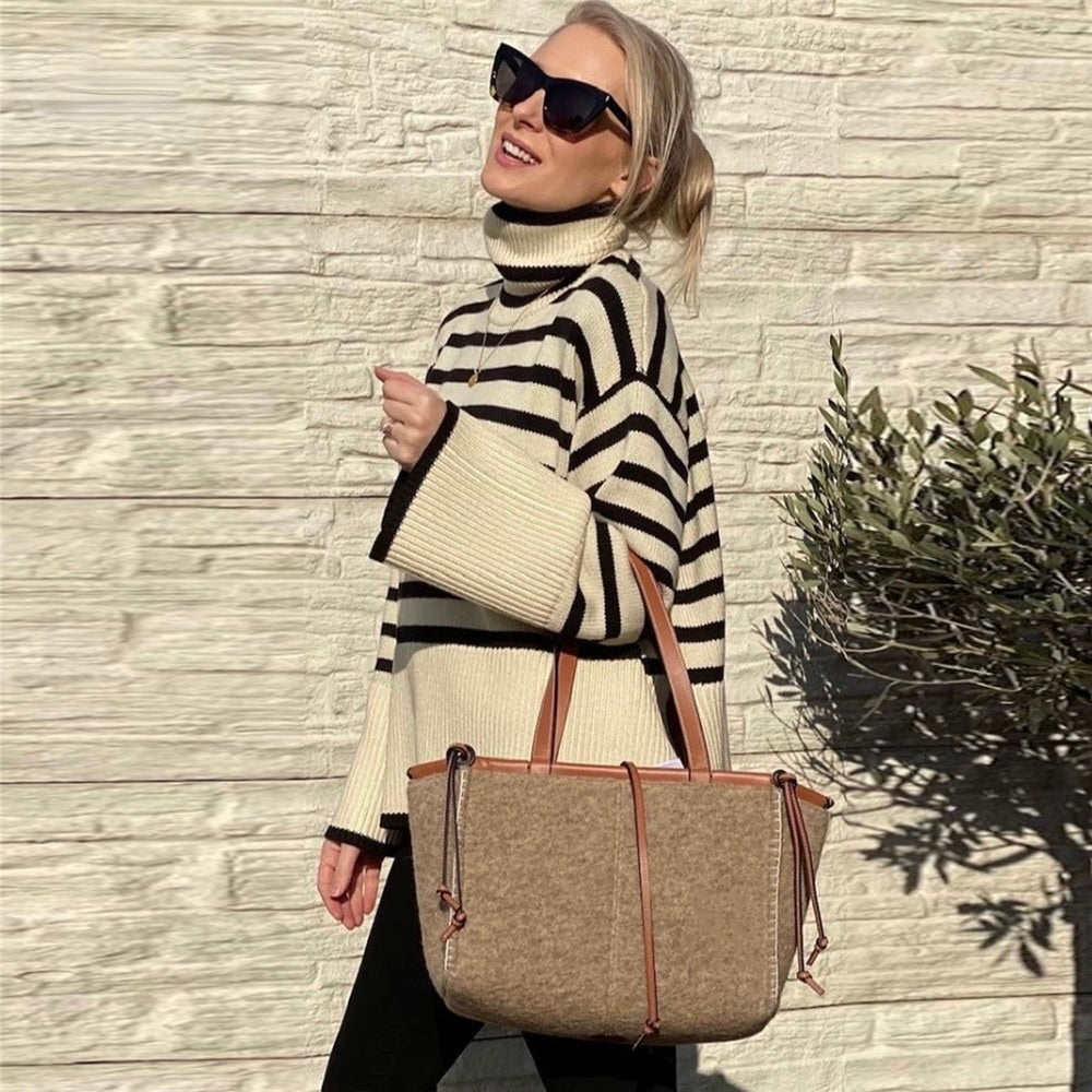 ByCamila Striped Turtleneck Sweater