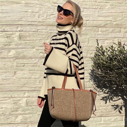 ByCamila Striped Turtleneck Sweater