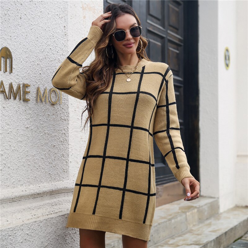ByCamila Checkerd Sweater Mini Dress