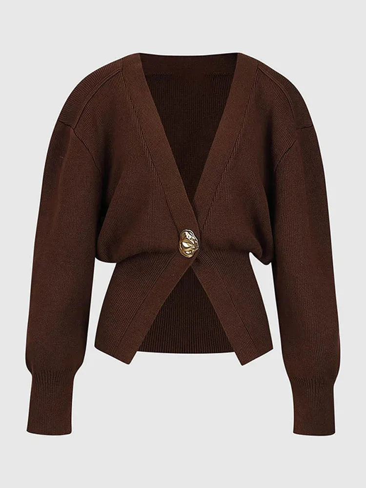 ByCamila V-neck Shiny Button Sweater