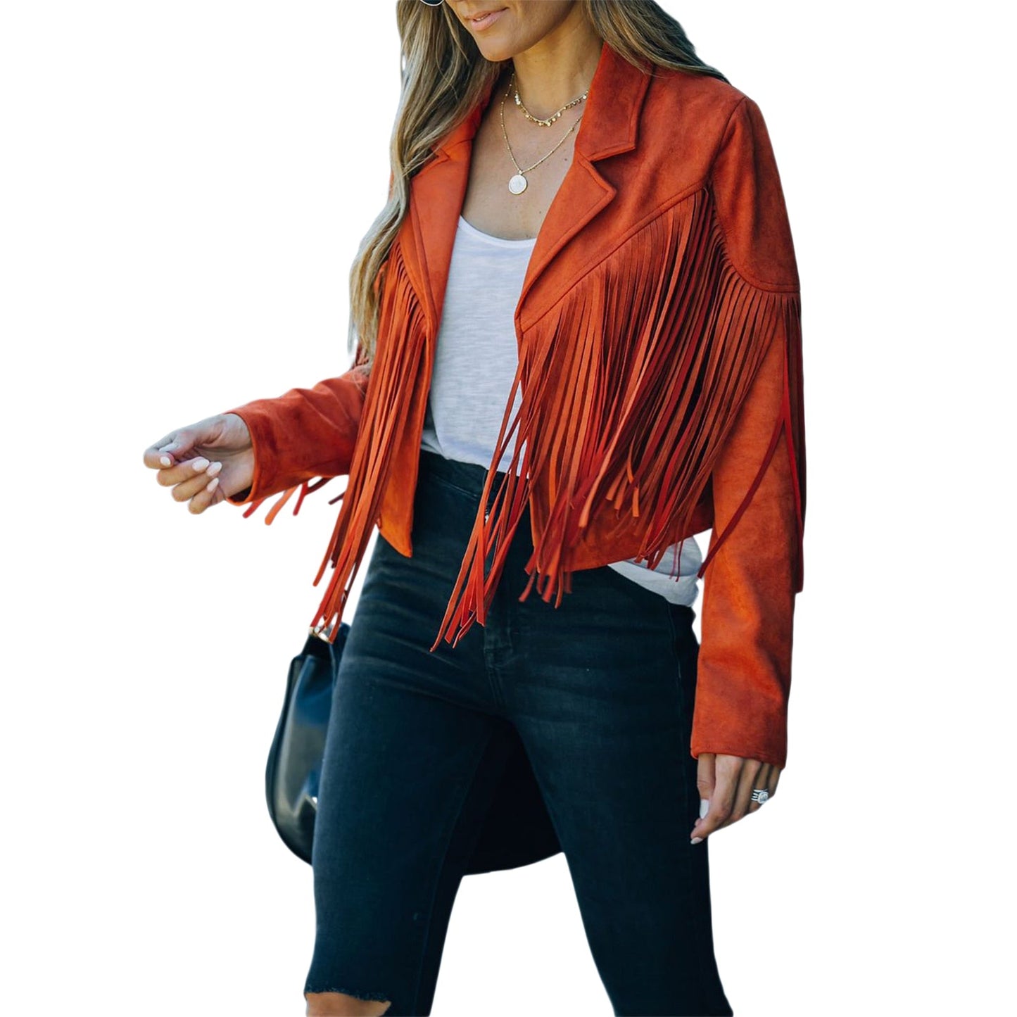 ByCamila Cropped Fringe Suede Jacket