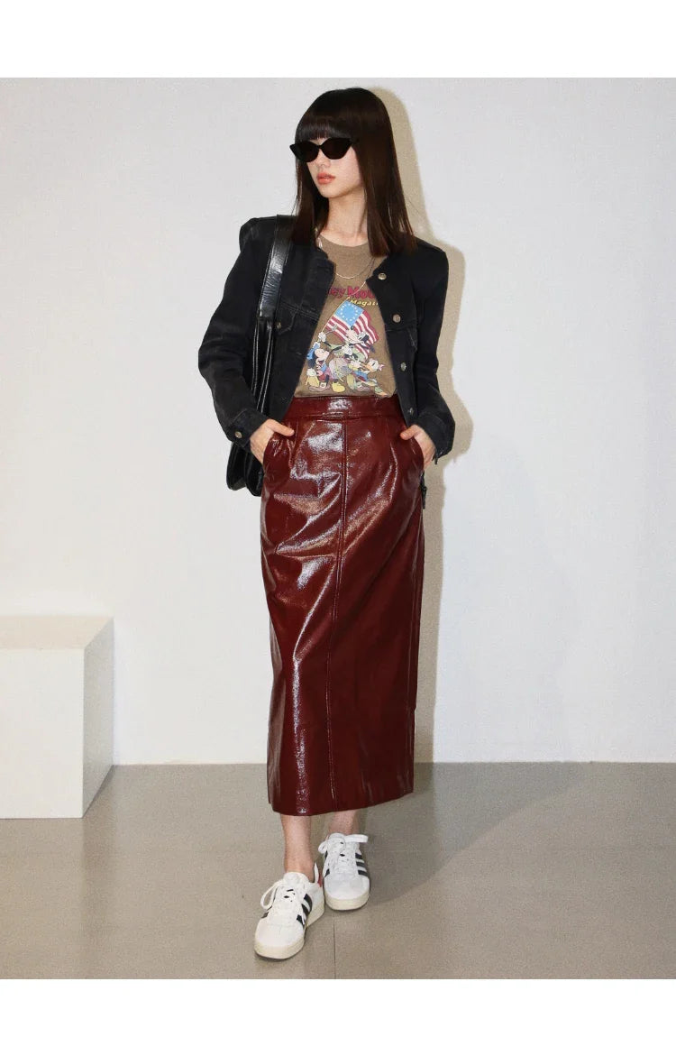 ByCamila Leather Midi Skirt