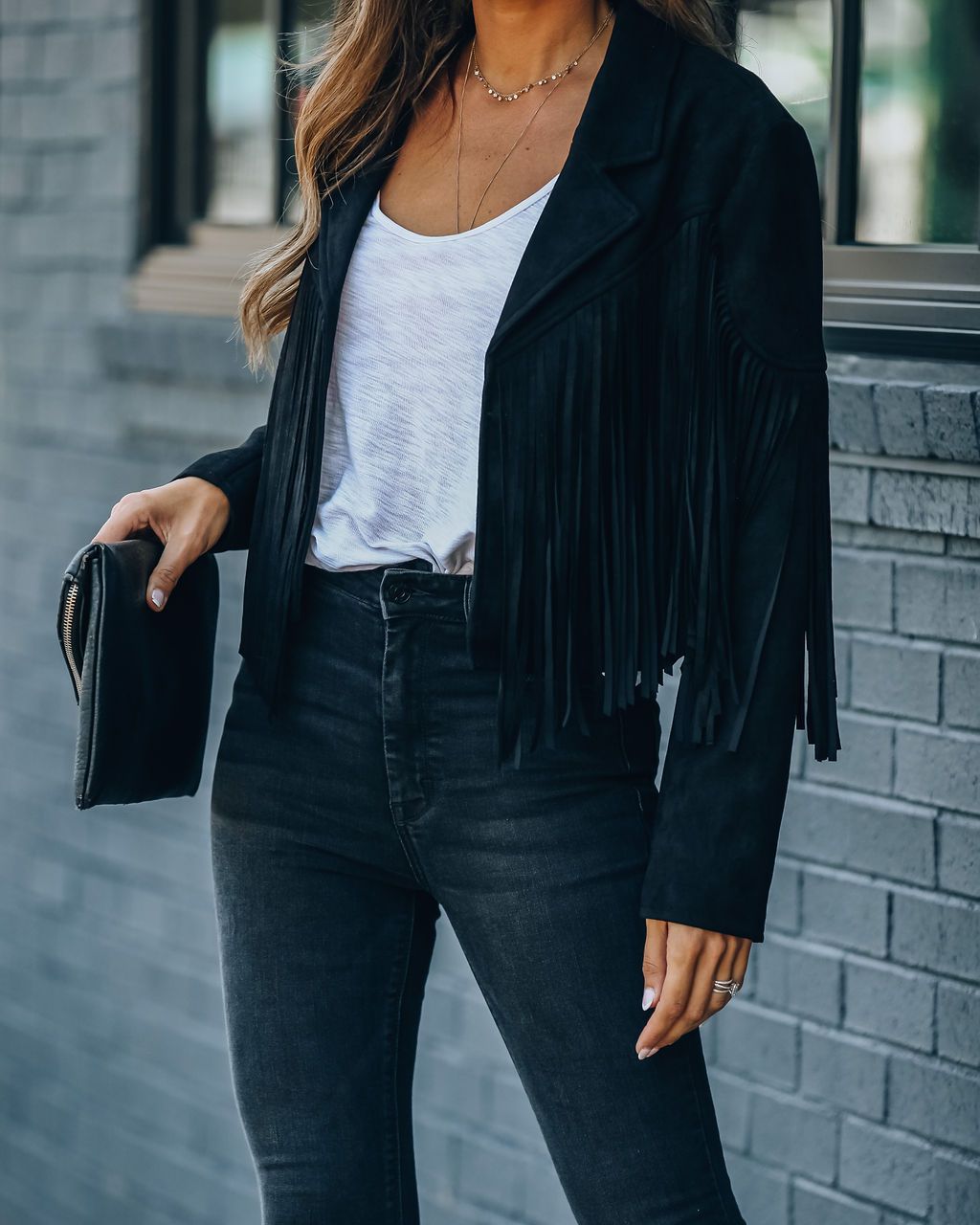 ByCamila Cropped Fringe Suede Jacket