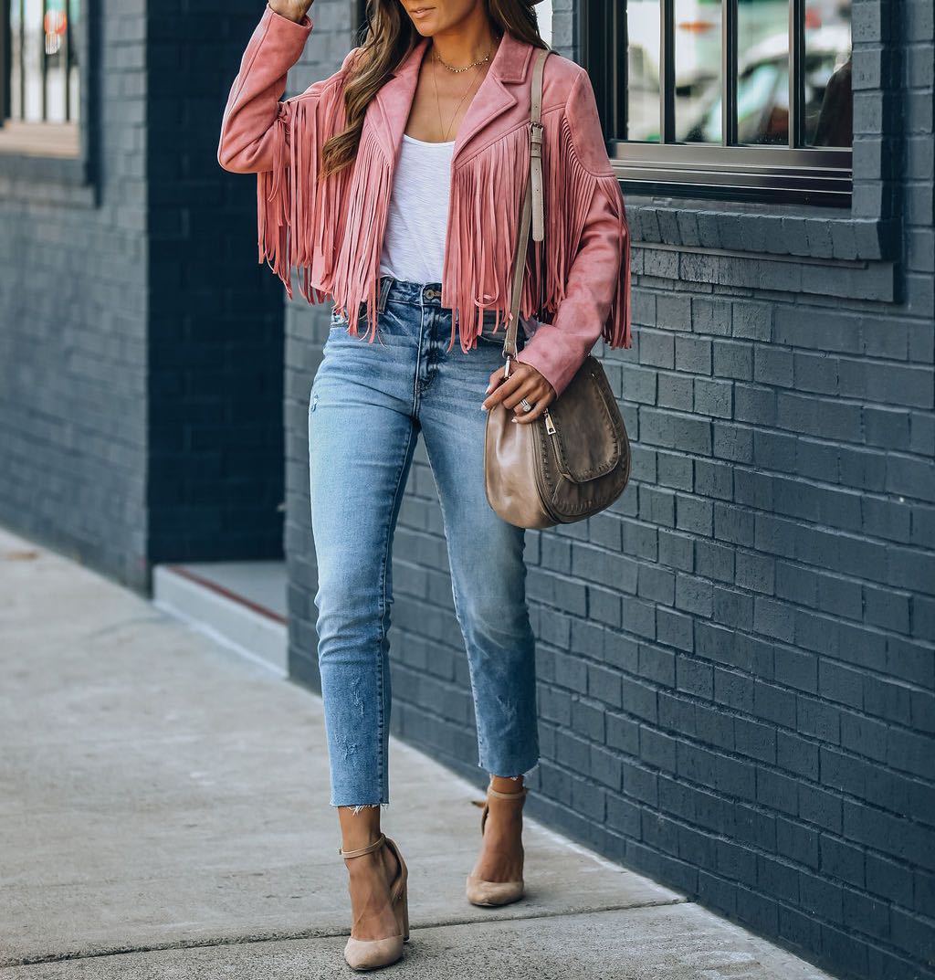 ByCamila Cropped Fringe Suede Jacket