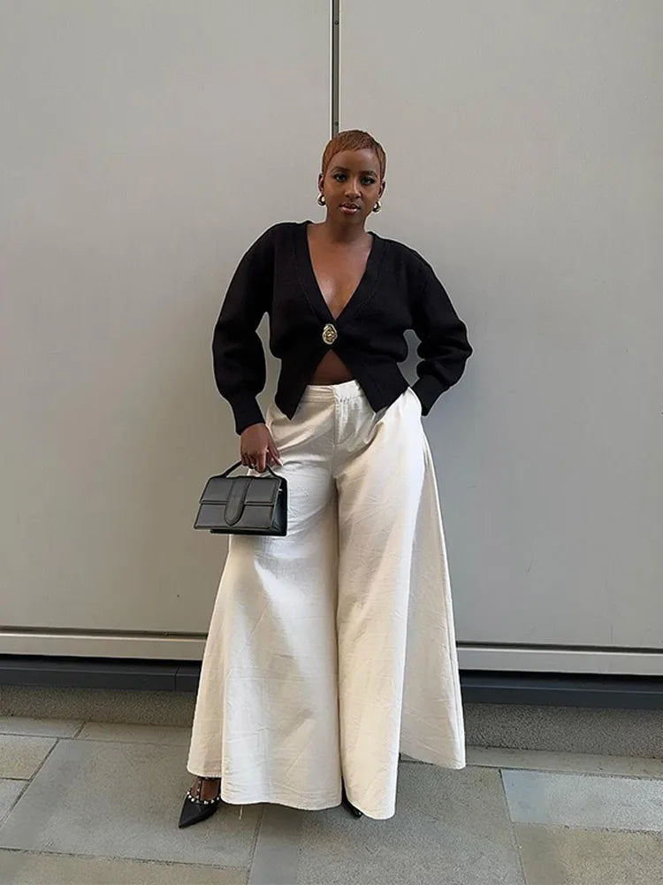 ByCamila V-neck Shiny Button Sweater