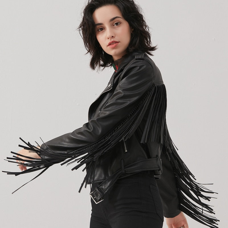 ByCamila Faux Leather Fringe Jacket
