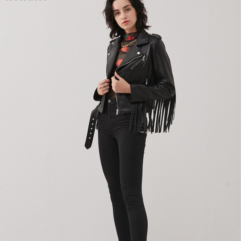 ByCamila Faux Leather Fringe Jacket